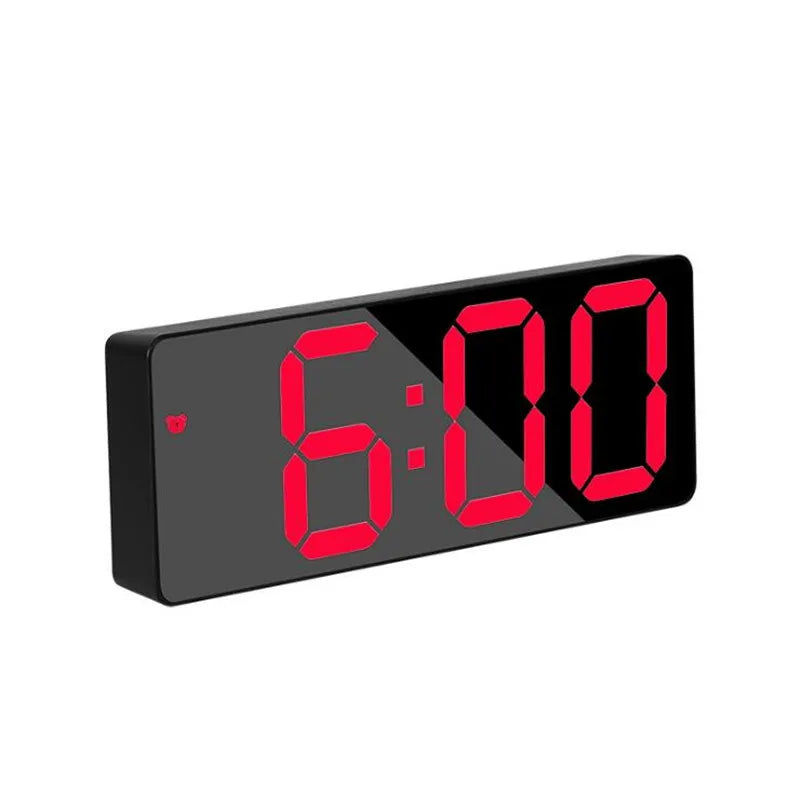 Sleek LED Mirror Alarm Clock – Minimalist Digital Display with Voice Control & Night Mode