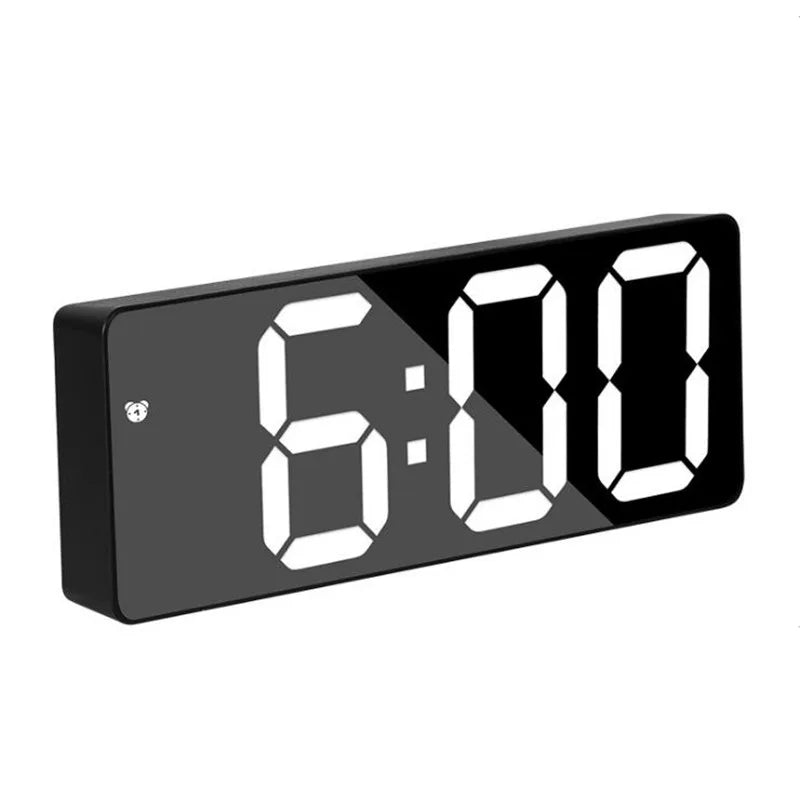 Sleek LED Mirror Alarm Clock – Minimalist Digital Display with Voice Control & Night Mode