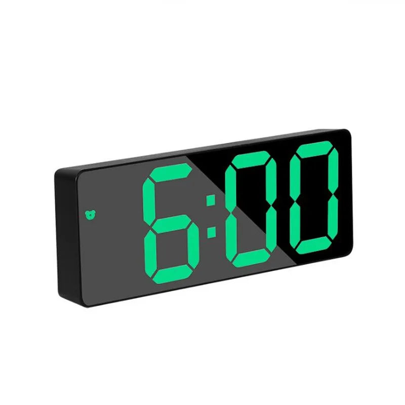 Sleek LED Mirror Alarm Clock – Minimalist Digital Display with Voice Control & Night Mode
