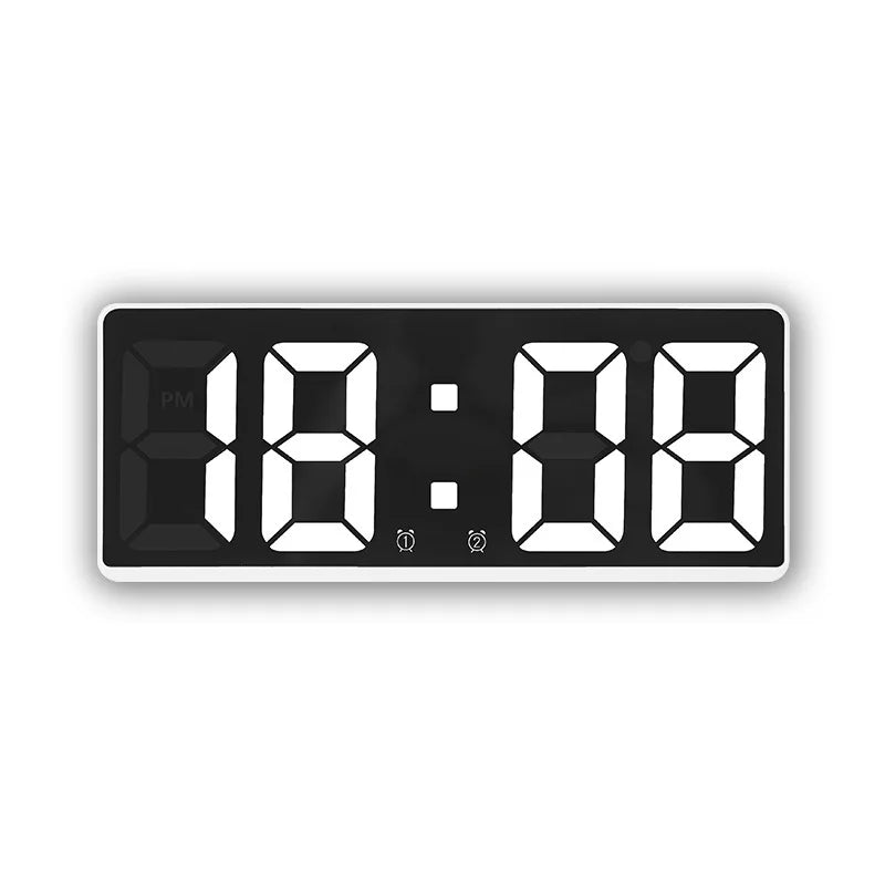 Sleek LED Mirror Alarm Clock – Minimalist Digital Display with Voice Control & Night Mode