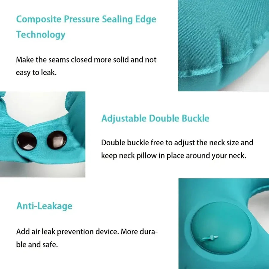Inflatable Travel Neck Pillow – Compact Ergonomic Support for Airplane, Car & Office
