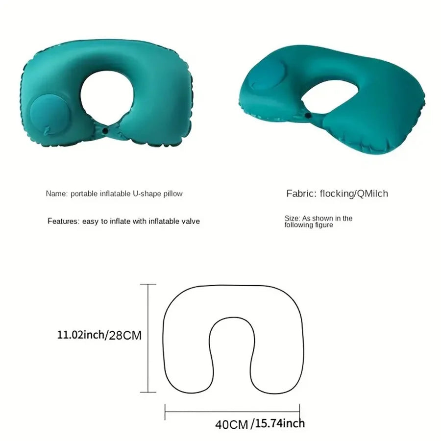 Inflatable Travel Neck Pillow – Compact Ergonomic Support for Airplane, Car & Office