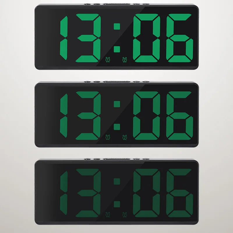 Sleek LED Mirror Alarm Clock – Minimalist Digital Display with Voice Control & Night Mode