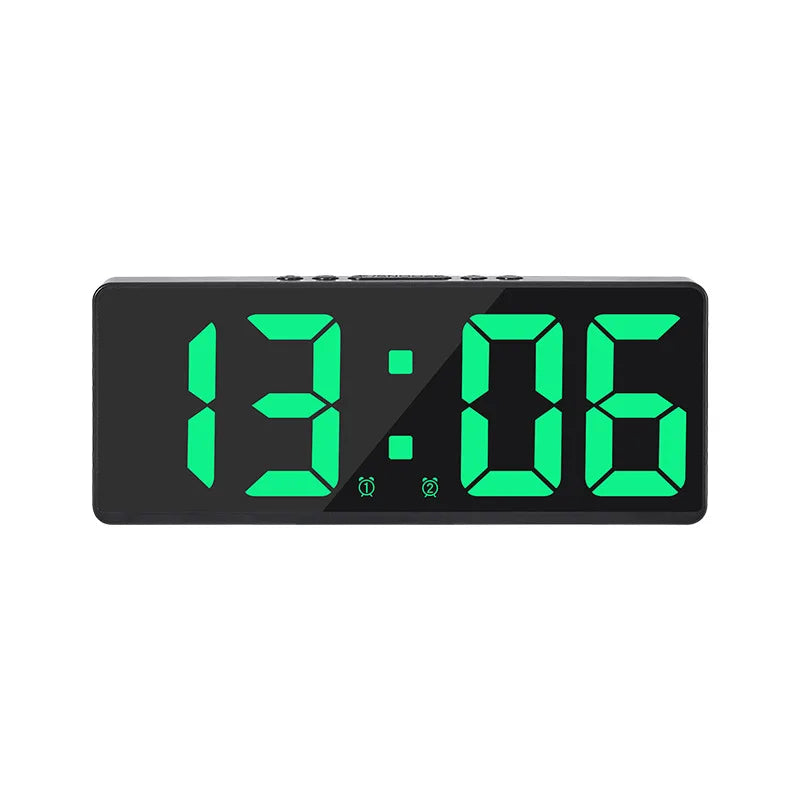 Sleek LED Mirror Alarm Clock – Minimalist Digital Display with Voice Control & Night Mode
