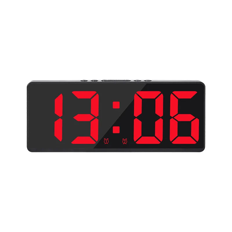Sleek LED Mirror Alarm Clock – Minimalist Digital Display with Voice Control & Night Mode