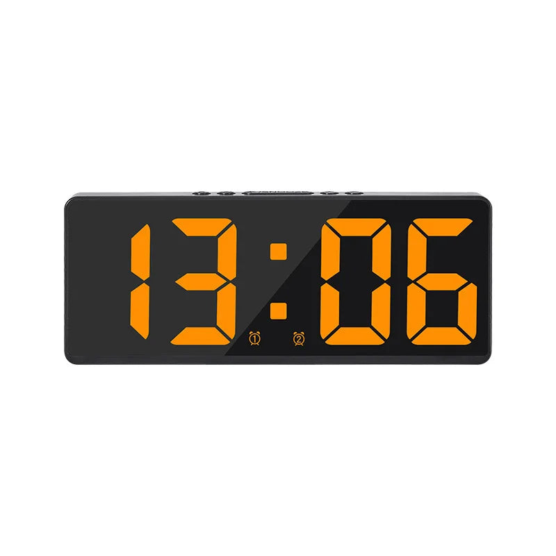 Sleek LED Mirror Alarm Clock – Minimalist Digital Display with Voice Control & Night Mode