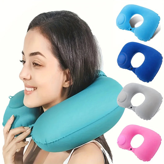 Inflatable Travel Neck Pillow – Compact Ergonomic Support for Airplane, Car & Office
