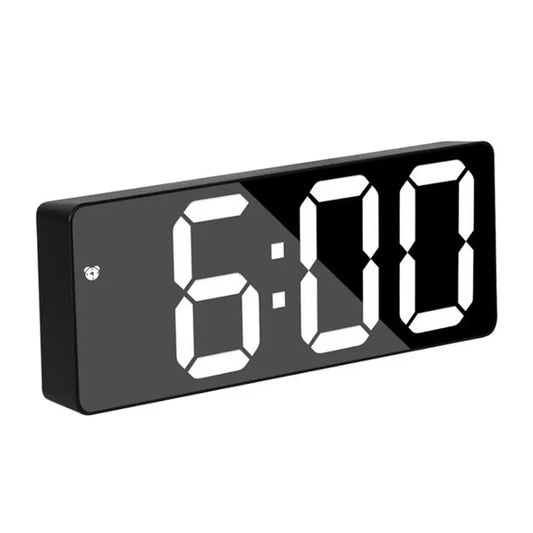 Sleek LED Mirror Alarm Clock – Minimalist Digital Display with Voice Control & Night Mode